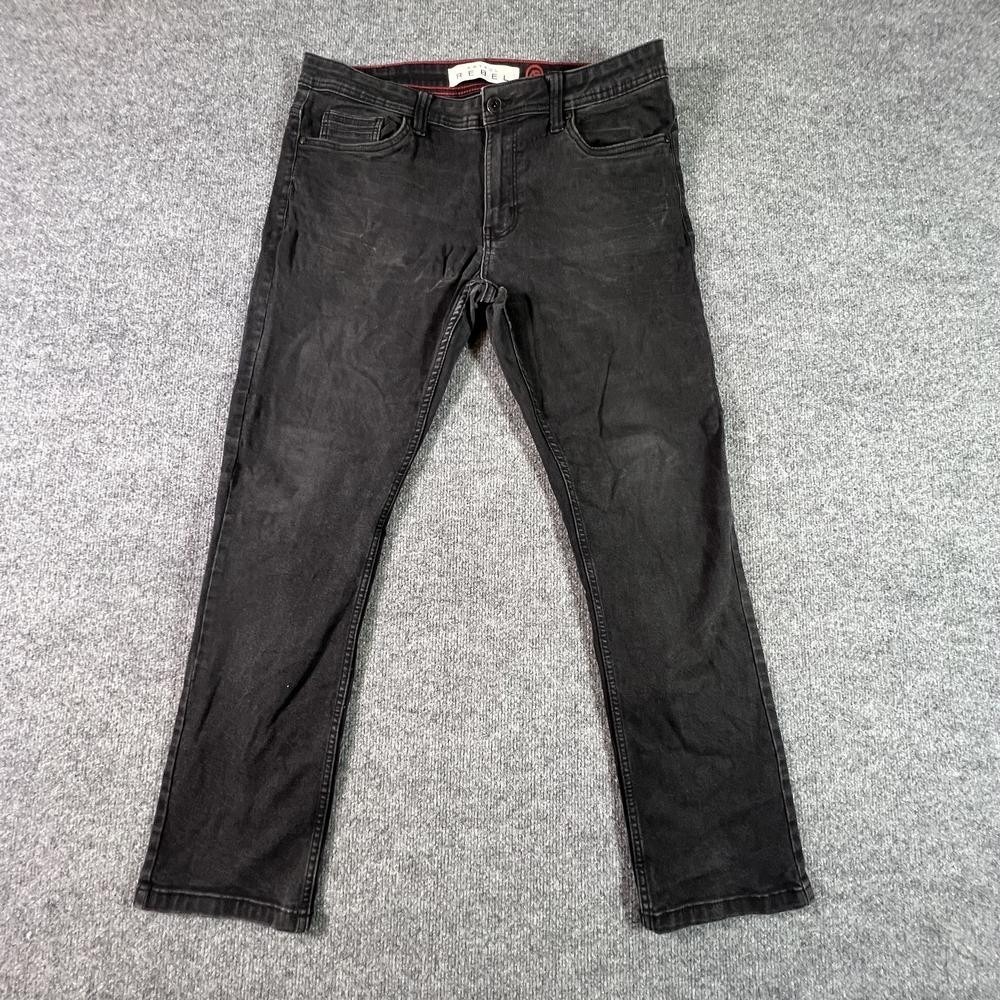 Artful Rebel Straight Jeans Men's 36x30 Black Cotton Denim Workwear Stretch